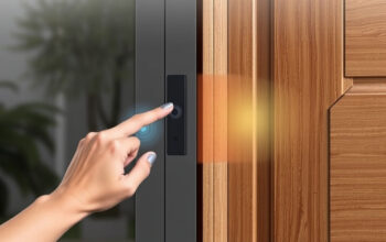 ALT: "EZVIZ HP7 Pro: serratura intelligente con scansione della mano per accesso sicuro e veloce."