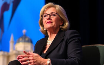 "Marina Berlusconi, presidente di Fininvest e Mondadori, ritratto durante un evento pubblico."