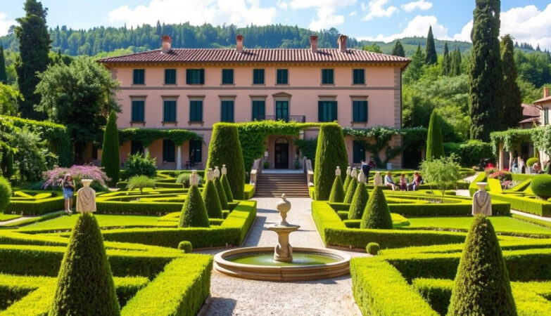 "Giardino incantevole di Villa Gamberaia, tesoro italiano con ingresso gratuito."