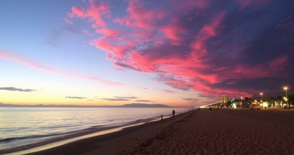 "Vista del lungomare di Rimini, un'oasi di relax gratuita lungo la costa adriatica."