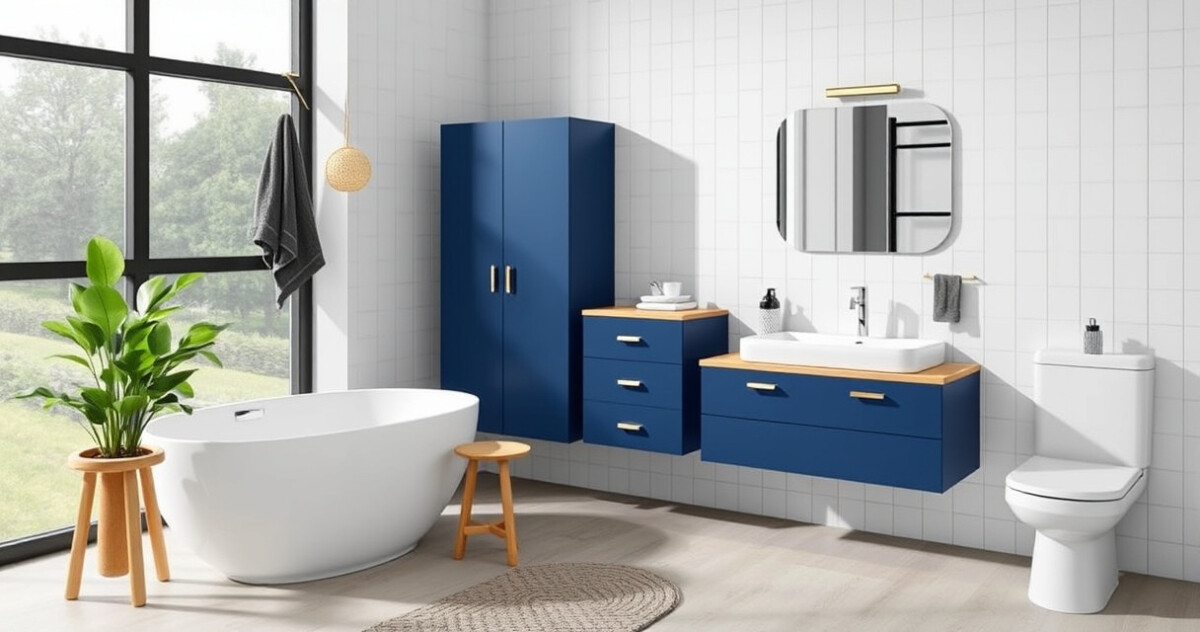 "Mobile blu IVÖSJÖN di IKEA per il bagno, design sostenibile in edizione limitata."