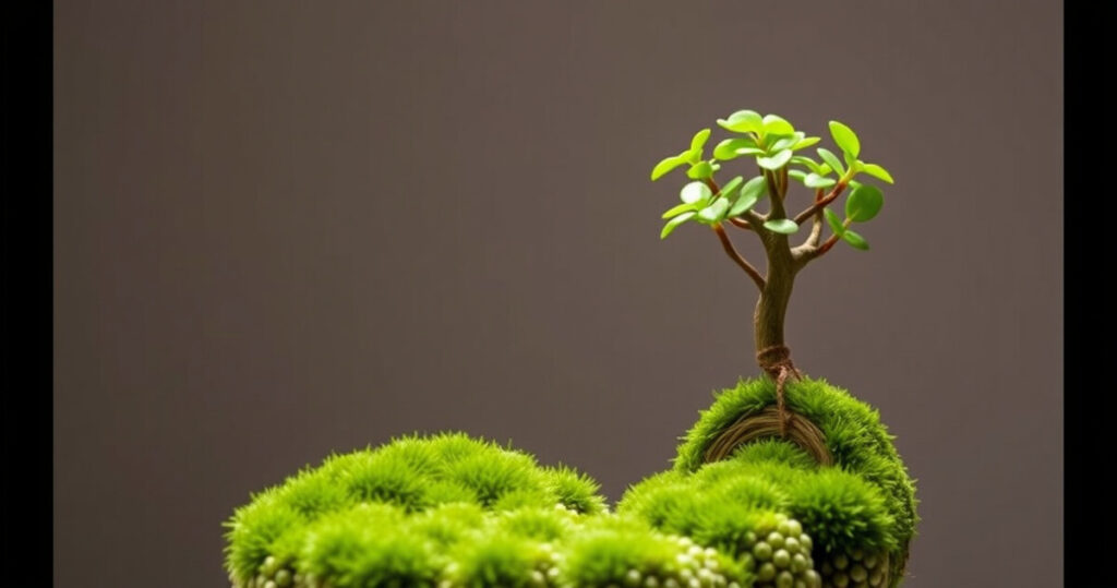 "Immagine di kokedama, l'arte giapponese di coltivare piante senza vaso per decorare la casa."