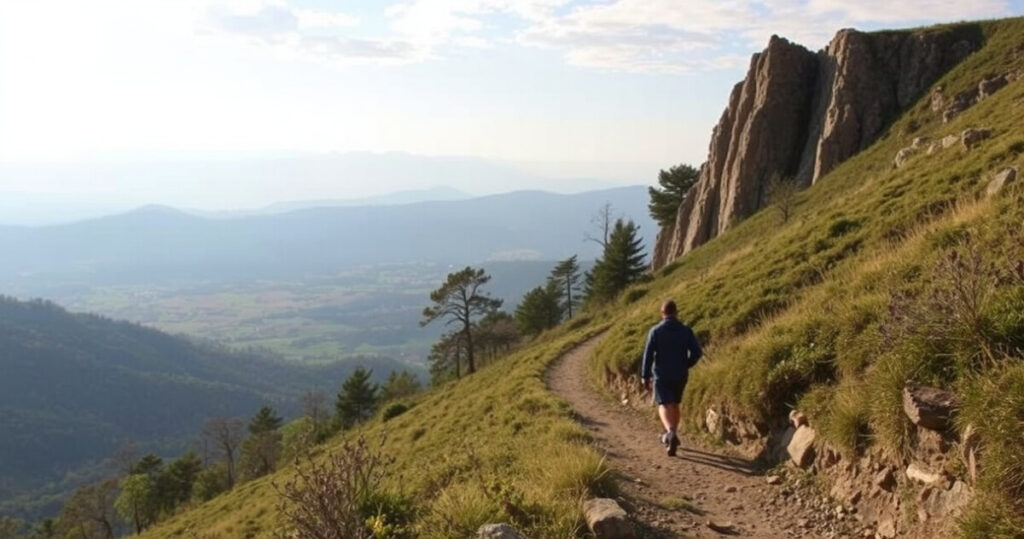 "Escursionisti e ciclisti sul Monte Amiata in estate, tra natura e paesaggi verdi."