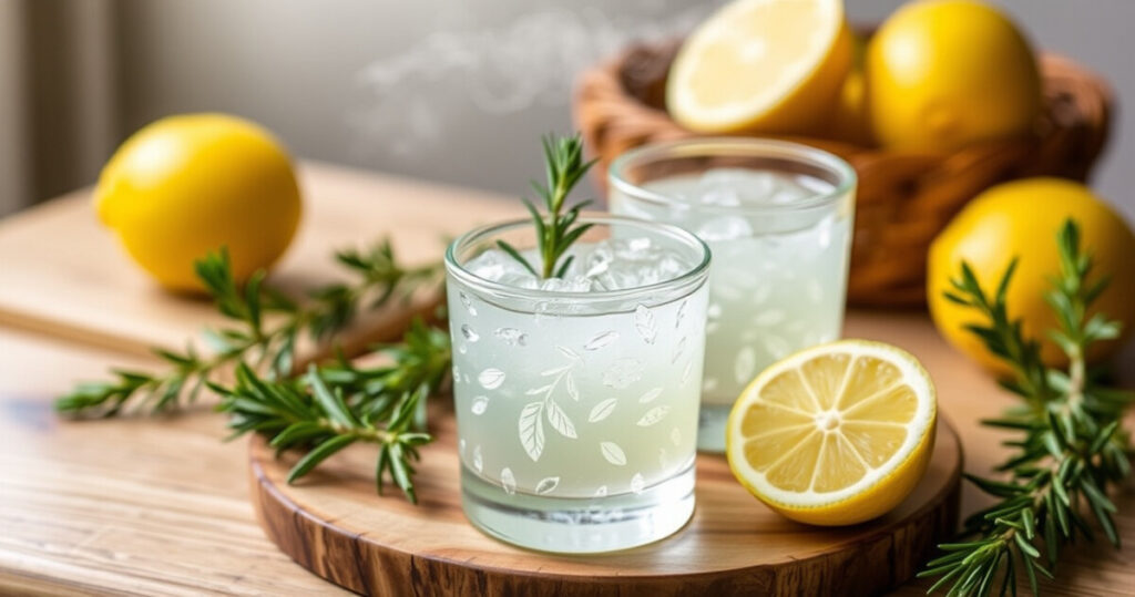 "Immagine di una candela profumata al limone e rosmarino, ideale per tenere lontane le zanzare."