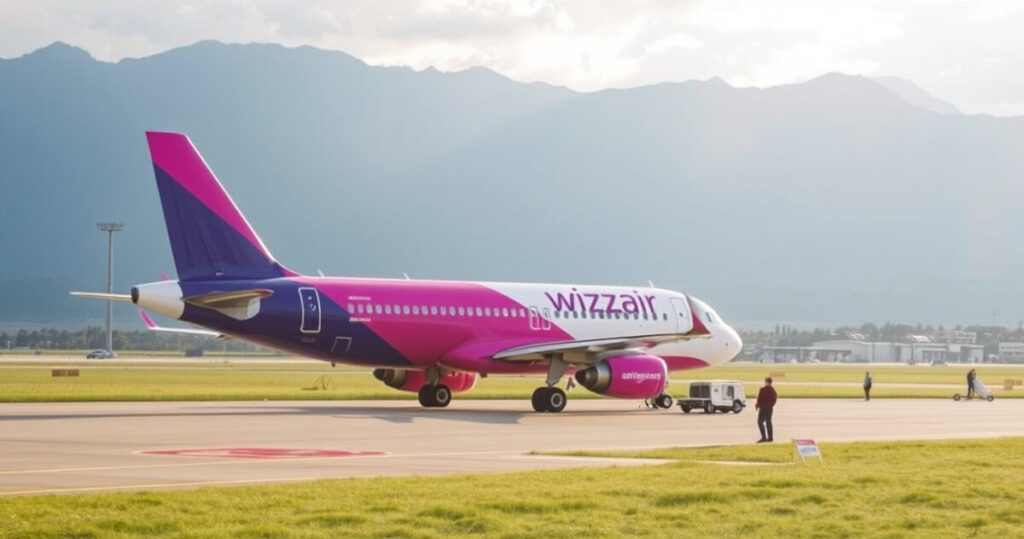 "Logo di Wizz Air e Travelfusion che simboleggiano la partnership per migliorare la visibilità delle tariffe aeree online."