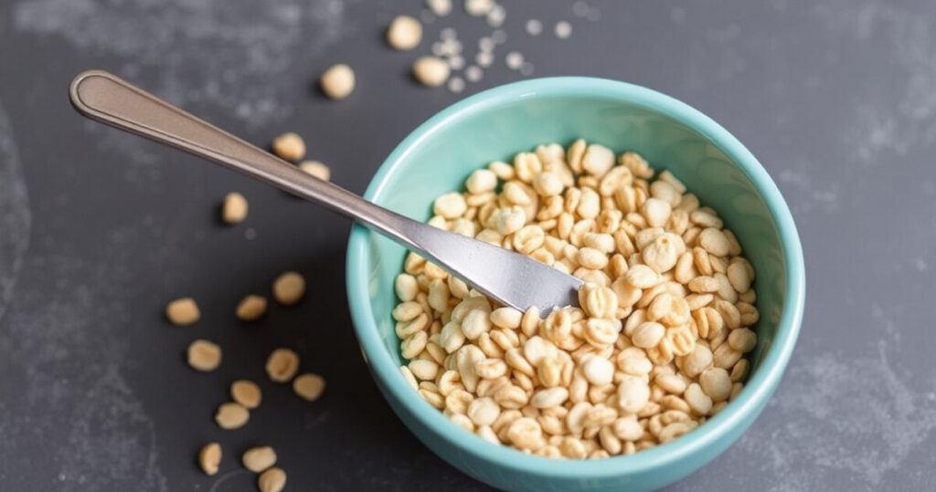 "Immagine di cereali per bambini con avviso sulla presenza di glifosato, evidenziando i rischi per la salute infantile."
