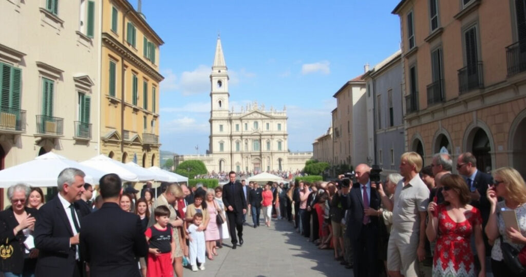"Charles Leclerc a Lecce per il matrimonio del fratello Lorenzo, fan in festa e celebrazione."