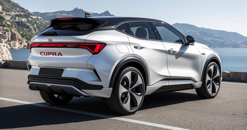 ALT: "Cupra Raval 2026: design della compatta elettrica sportiva presentata al Salone di Monaco."