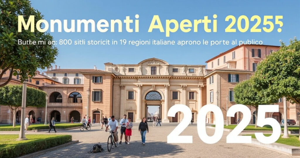 "Monumenti Aperti 2025: scopri 800 siti storici in 19 regioni italiane aperti al pubblico."