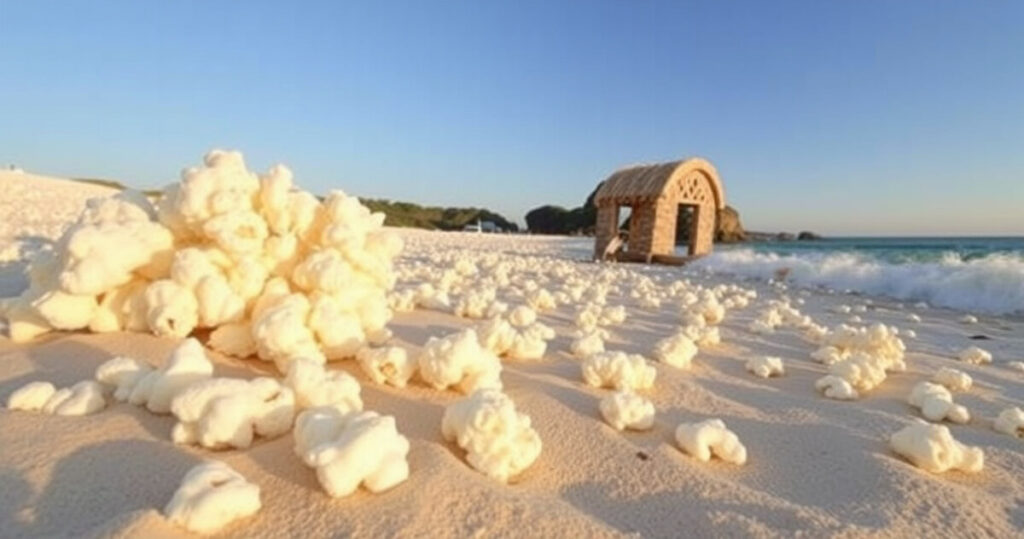 "Popcorn Beach: scopri la spiaggia con ciottoli simili a popcorn naturali, situata in un angolo unico del mondo."