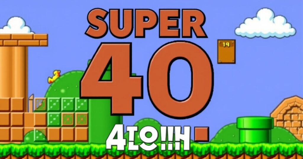 "Super Mario Bros. 40 anni di storia nei videogiochi: celebrazione dell'iconico platformer."