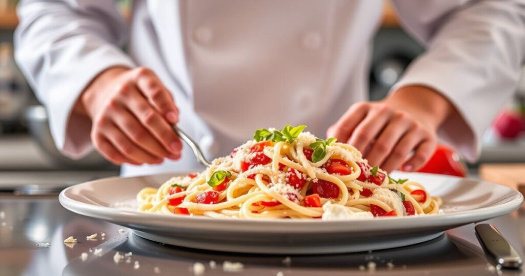 "Immagine di piatti non lavati consigliati dallo chef per motivi di sicurezza sanitaria."