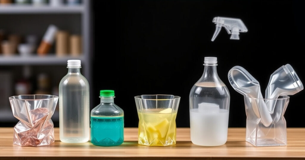 "Immagine di bottiglie di plastica con tappo fisso, simbolo di un futuro sostenibile e innovazioni ecologiche."