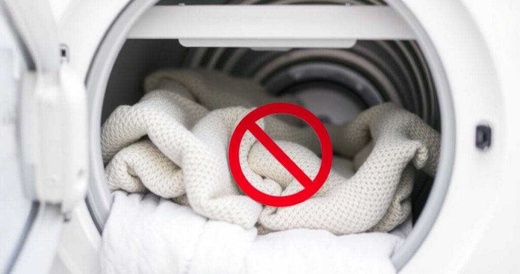 ALT: "Coperte non lavate in lavatrice: rischio di accumulo di germi e batteri."