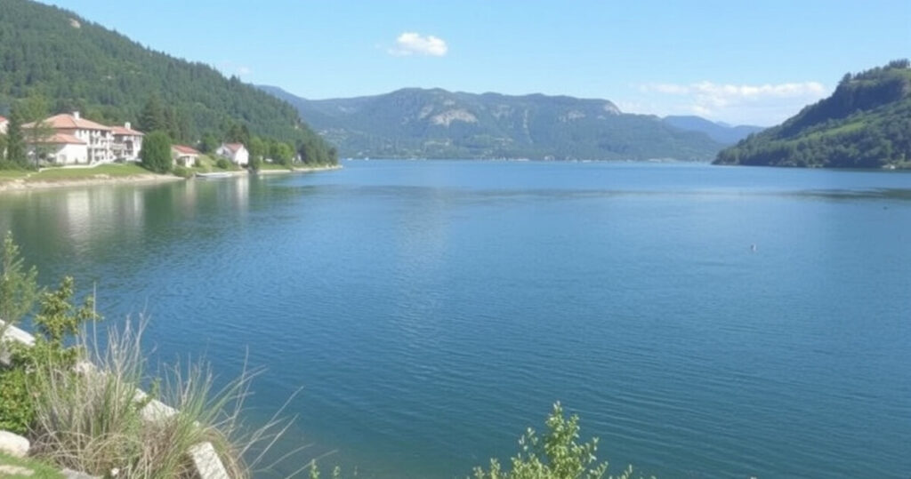 ALT: "Vista panoramica del Lago di Tenno e del borgo di Canale, un'escursione che unisce natura e storia."