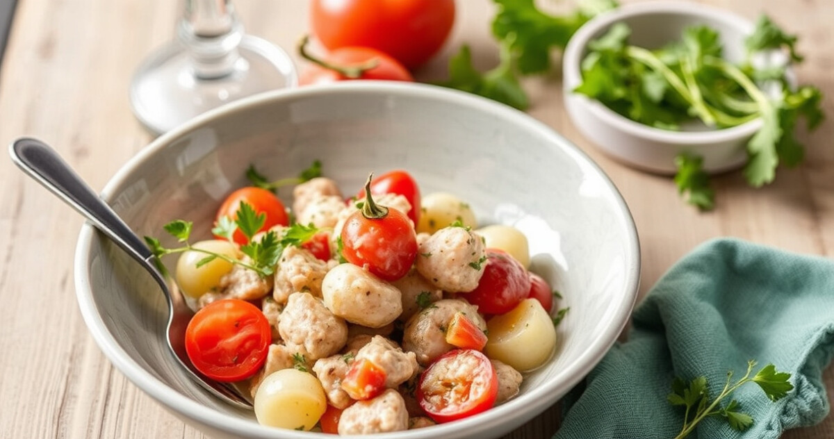 ALT: "Insalata di polpo e patate, un piatto estivo che celebra la tradizione mediterranea."