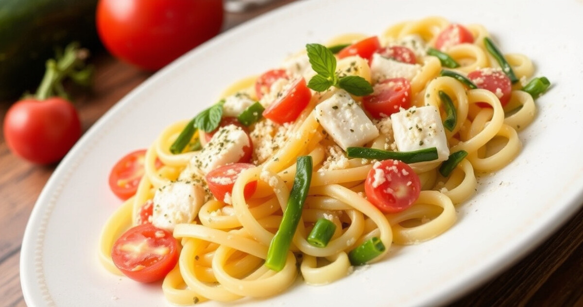 ALT: "Pasta con speck e zucchine: un piatto veloce e gustoso per un pranzo soddisfacente."